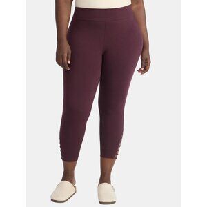 Terra & Sky Women's Plus Size Capri Ladder Leggings, 22" Inseam, Size 1X,